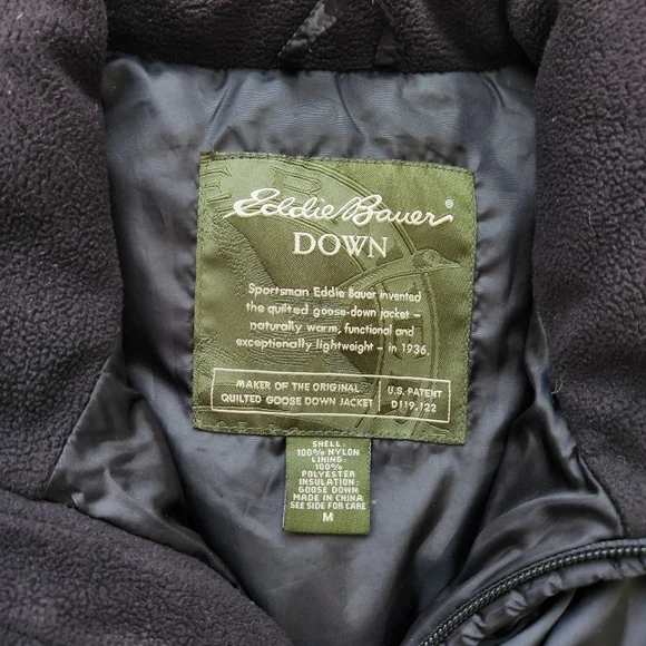 Goose Down Vest Quilted Puffer Black Fall Winter Outdoors Cabincore Warm Medium - Picture 4 of 14